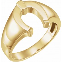 14K Yellow Men's Horseshoe Ring