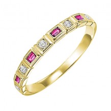 Gems One 14Kt Yellow Gold Diamond (1/10Ctw) & Pink Sapphire (1/6 Ctw) Ring