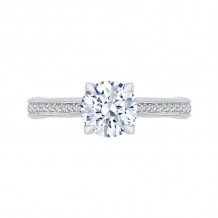 Shah Luxury 14K White Gold Round Diamond Engagement Ring (Semi-Mount)
