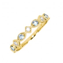 Gems One 14Kt Yellow Gold Diamond (1/20Ctw) & Aquamarine (1/6 Ctw) Ring