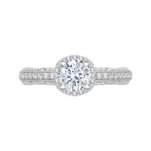 Shah Luxury 14K White Gold Round Diamond Engagement Ring with Euro Shank (Semi-Mount)