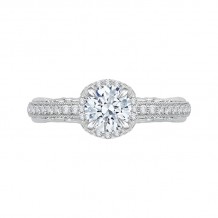 Shah Luxury 14K White Gold Round Diamond Engagement Ring with Euro Shank (Semi-Mount)