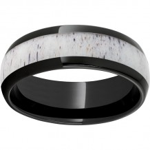 Black Diamond Ceramic Domed Band with Antler Inlay