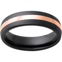 Black Diamond Ceramic Domed Band with a 2mm 14K Rose Gold Inlay