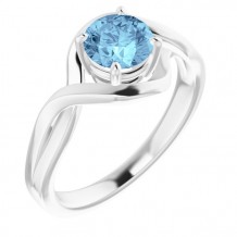 14K White Aquamarine Ring