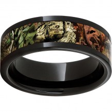 Black Diamond Ceramic Pipe Cut Band with Mossy Oak Break-Up Infinity Inlay