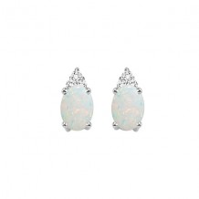 Gems One 10Kt White Gold Diamond (1/20Ctw) & Opal (5/8 Ctw) Earring