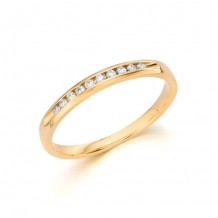 14K Yellow Gold 0.10ct Diamond Machine Set Women's Wedding Band