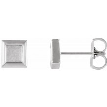 14K White Square Petite Earrings