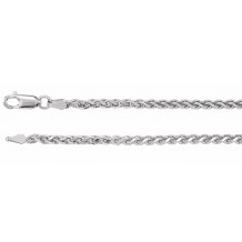 14K White 2.75 mm Diamond Cut Wheat 7 Chain