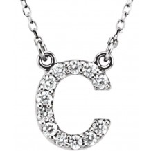 14K White Initial C 1/8 CTW Diamond 16 Necklace