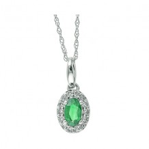 Gems One 10Kt White Gold Diamond (1/10Ctw) & Emerald (1/3 Ctw) Pendant