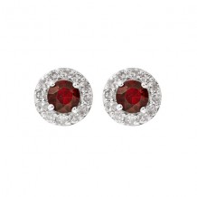 Gems One 10Kt White Gold Diamond (1/6Ctw) & Ruby (1/3 Ctw) Earring