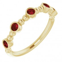 14K Yellow Stackable Mozambique Garnet Bead Ring