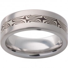 Serinium Pipe Cut Band with Sterling Silver Mokume Gane Shakudo Inlay