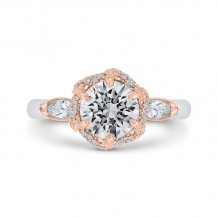 Shah Luxury 14K Two-Tone Gold Round Diamond Engagement Ring with Milgrain (Semi-Mount)