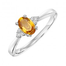 Gems One 10Kt White Gold Diamond (1/20Ctw) & Citrine (3/8 Ctw) Ring