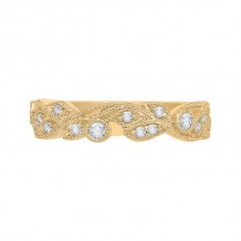 Shah Luxury 14K Yellow Gold Leaf Design Round Diamond Wedding Band