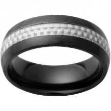 Black Diamond Ceramic Domed Band with 4mm Carbon Fiber Inlay