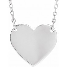 14K White Engravable 12x11 mm  Heart 16-18 Necklace