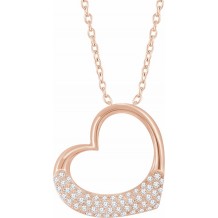 14K Rose 1/5 CTW Diamond Heart 16-18 Necklace
