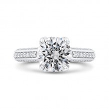 Shah Luxury 14K White Gold Round Cut Diamond 1/2 Run Engagement Ring (With Center)