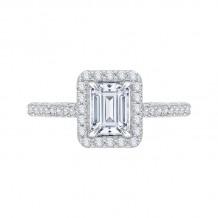 Shah Luxury Emerald Cut Diamond Halo Engagement Ring In 14K White Gold (Semi-Mount)