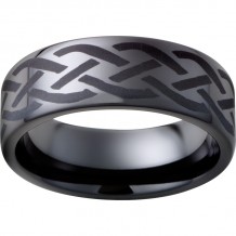 Black Diamond Ceramic Pipe Cut Band with Braid Laser Engraving