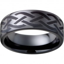Black Diamond Ceramic Pipe Cut Band with Braid Laser Engraving