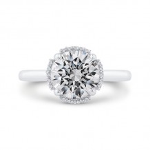 Shah Luxury 14K White Gold Round Cut Diamond Engagement Ring (With Center)