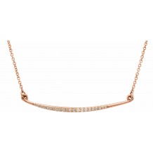 14K Rose 1/8 CTW Diamond Curved Bar 16 Necklace