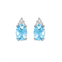 Gems One 10Kt White Gold Diamond (1/20Ctw) & Blue Topaz (5/8 Ctw) Earring