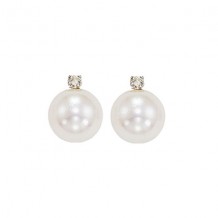 Gems One 14Kt White Gold Diamond (1/20Ctw) & Pearl (1 Ctw) Earring