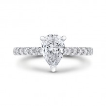 Shah Luxury 14K White Gold Pear Diamond Engagement Ring (Semi-Mount)