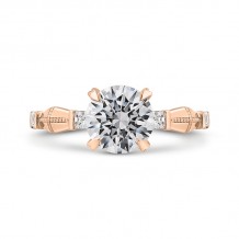 Shah Luxury 14K Rose Gold Round Cut Diamond Engagement Ring (Semi-Mount)