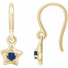 14K Yellow 3 mm Round September Youth Star Birthstone Earrings