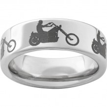 Serinium Pipe Cut Band with Motorcycle Rider Laser Engraving