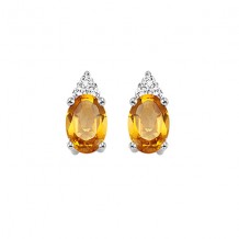 Gems One 10Kt White Gold Diamond (1/20Ctw) & Citrine (5/8 Ctw) Earring