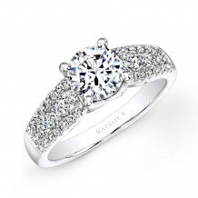 18k White Gold Prong and Channel White Diamond Engagement Ring