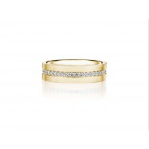 Henri Daussi 6mm Men's Wedding Band MB133 18k Gold Yellow 0.60 Ctw.