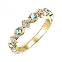 Gems One 14Kt Yellow Gold Diamond (1/20Ctw) & Blue Topaz (1/6 Ctw) Ring