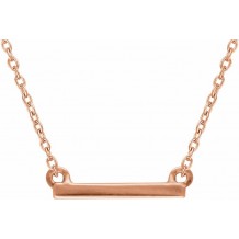 14K Rose 18x1.5 mm Petite Bar 16-18 Necklace