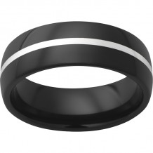 Black Diamond Ceramic Domed Band with 1mm Sterling Silver Inlay