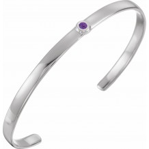 14K White Amethyst Cuff 6 Bracelet