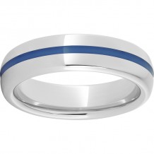 Serinium Domed Band with a 1mm Thin Blue Line Inlay