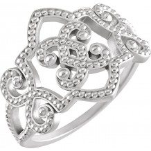 14K White Granulated Ring
