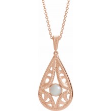 14K Rose Vintage-Inspired Freshwater Cultured Pearl 16-18 Necklace
