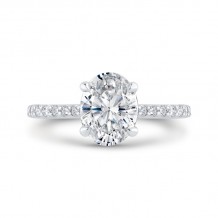 Shah Luxury 14K White Gold Oval Cut Diamond Solitaire Plus Engagement Ring (Semi-Mount)