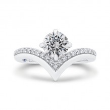 Shah Luxury 14K White Gold Round Cut Diamond Engagement Ring (Semi-Mount)