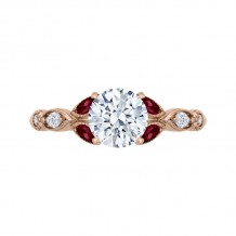 Shah Luxury 14K Rose Gold Round Diamond and Ruby Engagement Ring (Semi-Mount)